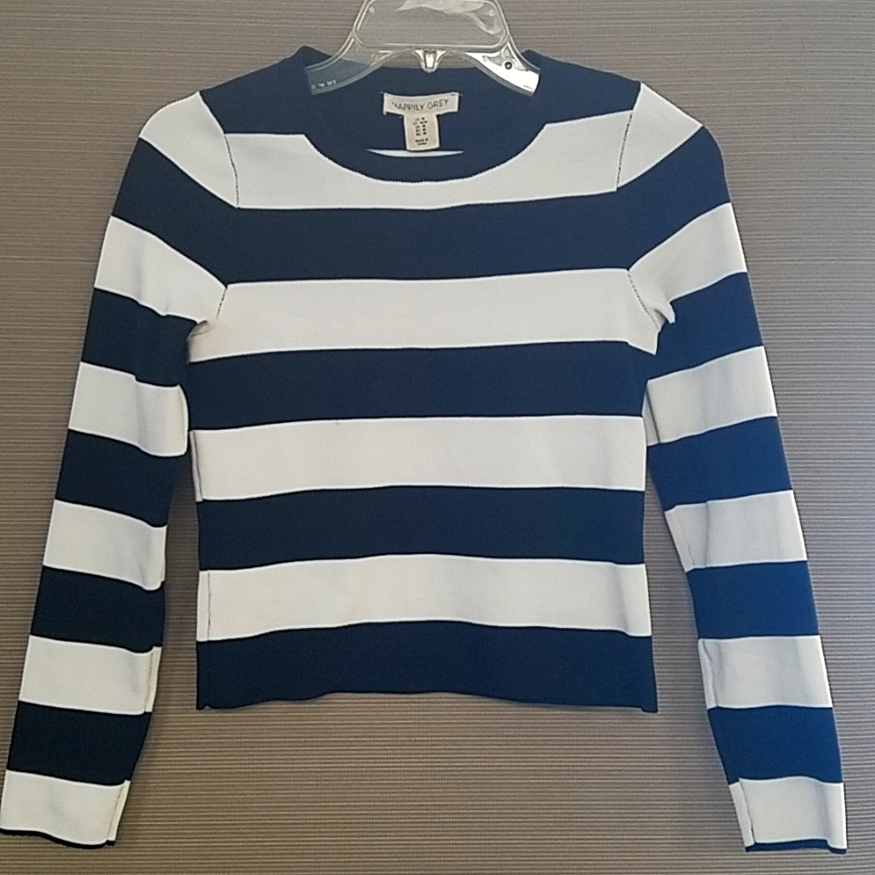 Happily Grey Women's Stripped, Long Sleeve Knit. Size:M , Color's: Black & White